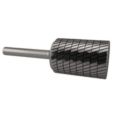 SGS Pro - 5/8" Cut Diam, 1/4" Shank Diam, Cylinder Head Double Cut Burr - Carbide, Flat End, 1" LOC, 2-3/4" OAL - Exact Tool & Supply