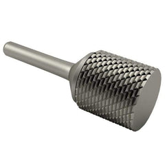 SGS Pro - 1" Cut Diam, 1/4" Shank Diam, Cylinder Head Double Cut Burr - Carbide, Flat End, 1" LOC, 2-3/4" OAL - Exact Tool & Supply