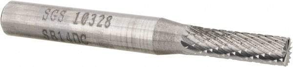 SGS Pro - 3/16" Cut Diam, 1/4" Shank Diam, Cylinder with End Cut Head Double Cut Burr - Carbide, End Cut End, 5/8" LOC, 2" OAL - Exact Tool & Supply
