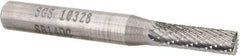 SGS Pro - 3/16" Cut Diam, 1/4" Shank Diam, Cylinder with End Cut Head Double Cut Burr - Carbide, End Cut End, 5/8" LOC, 2" OAL - Exact Tool & Supply