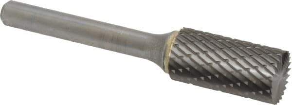 SGS Pro - 1/2" Cut Diam, 1/4" Shank Diam, Cylinder with End Cut Head Double Cut Burr - Carbide, End Cut End, 1" LOC, 2-3/4" OAL - Exact Tool & Supply
