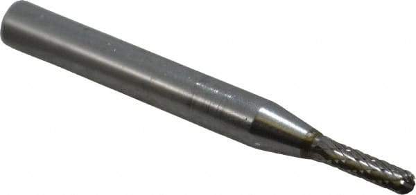 SGS Pro - 1/8" Cut Diam, 1/4" Shank Diam, Cylinder with Radius Head Double Cut Burr - Carbide, Radius End, 1/2" LOC - Exact Tool & Supply