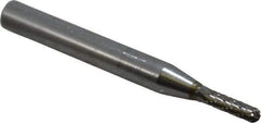 SGS Pro - 1/8" Cut Diam, 1/4" Shank Diam, Cylinder with Radius Head Double Cut Burr - Carbide, Radius End, 1/2" LOC - Exact Tool & Supply
