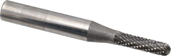 SGS Pro - 5/32" Cut Diam, 1/4" Shank Diam, Cylinder with Radius Head Double Cut Burr - Carbide, Radius End, 5/8" LOC - Exact Tool & Supply
