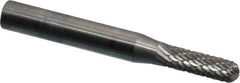 SGS Pro - 3/16" Cut Diam, 1/4" Shank Diam, Cylinder with Radius Head Double Cut Burr - Carbide, Radius End, 5/8" LOC - Exact Tool & Supply