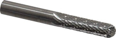 SGS Pro - 1/4" Cut Diam, 1/4" Shank Diam, Cylinder with Radius Head Double Cut Burr - Carbide, Radius End, 1" LOC, 2" OAL - Exact Tool & Supply