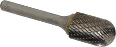 SGS Pro - 5/8" Cut Diam, 1/4" Shank Diam, Cylinder with Radius Head Double Cut Burr - Carbide, Radius End, 1" LOC, 2-3/4" OAL - Exact Tool & Supply