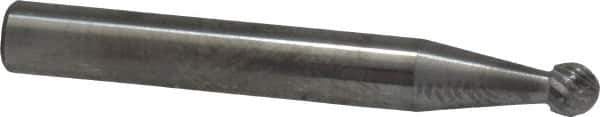 SGS Pro - 3/16" Cut Diam, 1/4" Shank Diam, Ball Head Double Cut Burr - Carbide, Radius End, 1/8" LOC - Exact Tool & Supply