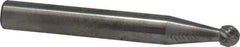 SGS Pro - 3/16" Cut Diam, 1/4" Shank Diam, Ball Head Double Cut Burr - Carbide, Radius End, 1/8" LOC - Exact Tool & Supply