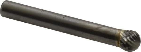SGS Pro - 5/16" Cut Diam, 1/4" Shank Diam, Ball Head Double Cut Burr - Carbide, Radius End, 1/4" LOC - Exact Tool & Supply