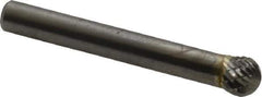 SGS Pro - 5/16" Cut Diam, 1/4" Shank Diam, Ball Head Double Cut Burr - Carbide, Radius End, 1/4" LOC - Exact Tool & Supply