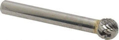 SGS Pro - 3/8" Cut Diam, 1/4" Shank Diam, Ball Head Double Cut Burr - Carbide, Radius End, 5/16" LOC - Exact Tool & Supply