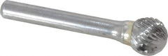 SGS Pro - 1/2" Cut Diam, 1/4" Shank Diam, Ball Head Double Cut Burr - Carbide, Radius End, 7/16" LOC - Exact Tool & Supply