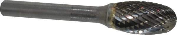 SGS Pro - 1/2" Cut Diam, 1/4" Shank Diam, Oval Head Double Cut Burr - Carbide, Radius End, 7/8" LOC - Exact Tool & Supply