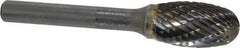SGS Pro - 1/2" Cut Diam, 1/4" Shank Diam, Oval Head Double Cut Burr - Carbide, Radius End, 7/8" LOC - Exact Tool & Supply