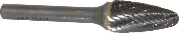 SGS Pro - 1/2" Cut Diam, 1/4" Shank Diam, Tree with Radius Head Double Cut Burr - Carbide, Radius End, 1" LOC - Exact Tool & Supply