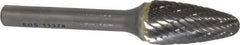 SGS Pro - 1/2" Cut Diam, 1/4" Shank Diam, Tree with Radius Head Double Cut Burr - Carbide, Radius End, 1" LOC - Exact Tool & Supply