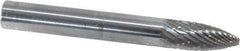 SGS Pro - 1/4" Cut Diam, 1/4" Shank Diam, Tree Head Double Cut Burr - Carbide, Point End, 5/8" LOC, 2" OAL - Exact Tool & Supply