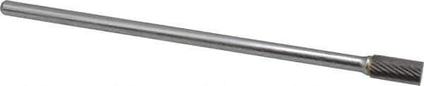 SGS Pro - 3/8" Cut Diam, 1/4" Shank Diam, Cylinder Head Single Cut Burr - Carbide, Flat End, 3/4" LOC - Exact Tool & Supply