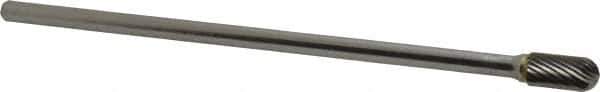 SGS Pro - 3/8" Cut Diam, 1/4" Shank Diam, Cylinder with Radius Head Single Cut Burr - Carbide, Radius End, 3/4" LOC - Exact Tool & Supply