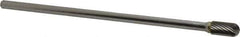 SGS Pro - 3/8" Cut Diam, 1/4" Shank Diam, Cylinder with Radius Head Single Cut Burr - Carbide, Radius End, 3/4" LOC - Exact Tool & Supply