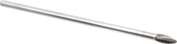 SGS Pro - 5/16" Cut Diam, 1/4" Shank Diam, Flame Head Single Cut Burr - Carbide, Radius End, 3/4" LOC - Exact Tool & Supply