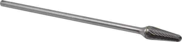 SGS Pro - 1/2" Cut Diam, 1/4" Shank Diam, Taper Head Single Cut Burr - Carbide, Radius End, 1-1/8" LOC - Exact Tool & Supply