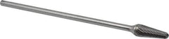 SGS Pro - 1/2" Cut Diam, 1/4" Shank Diam, Taper Head Single Cut Burr - Carbide, Radius End, 1-1/8" LOC - Exact Tool & Supply