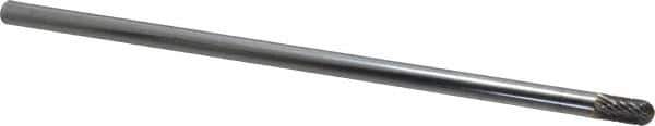 SGS Pro - 1/4" Cut Diam, 1/4" Shank Diam, Cylinder with Radius Head Double Cut Burr - Carbide, Radius End, 1/2" LOC - Exact Tool & Supply