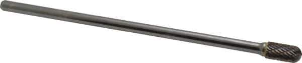 SGS Pro - 3/8" Cut Diam, 1/4" Shank Diam, Cylinder with Radius Head Double Cut Burr - Carbide, Radius End, 3/4" LOC - Exact Tool & Supply
