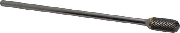 SGS Pro - 1/2" Cut Diam, 1/4" Shank Diam, Cylinder with Radius Head Double Cut Burr - Carbide, Radius End, 1" LOC - Exact Tool & Supply