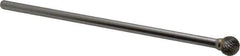 SGS Pro - 1/2" Cut Diam, 1/4" Shank Diam, Ball Head Double Cut Burr - Carbide, Radius End, 7/16" LOC - Exact Tool & Supply