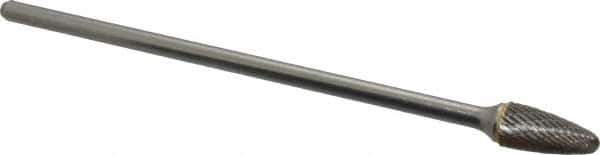 SGS Pro - 1/2" Cut Diam, 1/4" Shank Diam, Tree with Radius Head Double Cut Burr - Carbide, Radius End, 1" LOC - Exact Tool & Supply