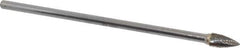 SGS Pro - 3/8" Cut Diam, 1/4" Shank Diam, Tree Head Double Cut Burr - Carbide, Point End, 3/4" LOC - Exact Tool & Supply