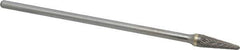 SGS Pro - 3/8" Cut Diam, 1/4" Shank Diam, Taper Head Double Cut Burr - Carbide, Radius End, 1-1/16" LOC - Exact Tool & Supply