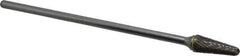 SGS Pro - 1/2" Cut Diam, 1/4" Shank Diam, Taper Head Double Cut Burr - Carbide, Radius End, 1-1/8" LOC - Exact Tool & Supply