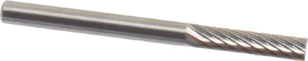 SGS Pro - 1/8" Cut Diam, 1/8" Shank Diam, Cylinder Head Single Cut Burr - Carbide, Flat End, 9/16" LOC, 1-1/2" OAL - Exact Tool & Supply