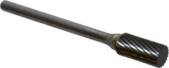 SGS Pro - 1/4" Cut Diam, 1/8" Shank Diam, Cylinder Head Single Cut Burr - Carbide, Flat End, 1/2" LOC, 2-1/4" OAL - Exact Tool & Supply