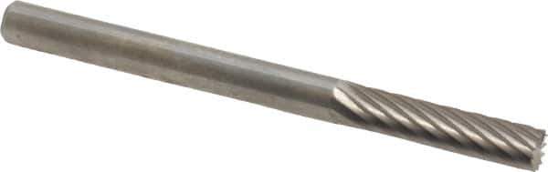 SGS Pro - 1/8" Cut Diam, 1/8" Shank Diam, Cylinder with End Cut Head Single Cut Burr - Carbide, End Cut End, 9/16" LOC - Exact Tool & Supply