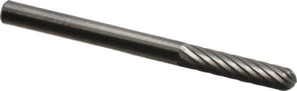 SGS Pro - 1/8" Cut Diam, 1/8" Shank Diam, Cylinder with Radius Head Single Cut Burr - Carbide, Radius End, 9/16" LOC, 1-1/2" OAL - Exact Tool & Supply