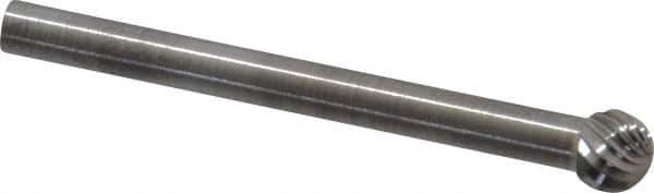 SGS Pro - 3/16" Cut Diam, 1/8" Shank Diam, Ball Head Single Cut Burr - Carbide, Radius End, 5/32" LOC - Exact Tool & Supply