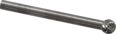 SGS Pro - 3/16" Cut Diam, 1/8" Shank Diam, Ball Head Single Cut Burr - Carbide, Radius End, 5/32" LOC - Exact Tool & Supply