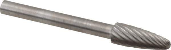 SGS Pro - 3/16" Cut Diam, 1/8" Shank Diam, Tree with Radius Head Single Cut Burr - Carbide, Radius End, 1/2" LOC - Exact Tool & Supply
