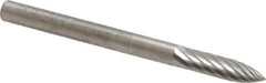SGS Pro - 1/8" Cut Diam, 1/8" Shank Diam, Tree Head Single Cut Burr - Carbide, Point End, 1/2" LOC, 1-1/2" OAL - Exact Tool & Supply