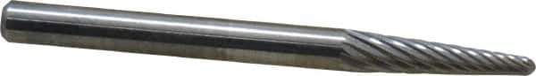 SGS Pro - 1/8" Cut Diam, 1/8" Shank Diam, Taper Head Single Cut Burr - Carbide, Radius End, 1/2" LOC, 1-1/2" OAL - Exact Tool & Supply