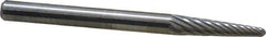 SGS Pro - 1/8" Cut Diam, 1/8" Shank Diam, Taper Head Single Cut Burr - Carbide, Radius End, 1/2" LOC, 1-1/2" OAL - Exact Tool & Supply