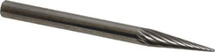SGS Pro - 1/8" Cut Diam, 1/8" Shank Diam, Cone Head Single Cut Burr - Carbide, Point End, 7/16" LOC, 1-1/2" OAL - Exact Tool & Supply