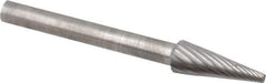 SGS Pro - 3/16" Cut Diam, 1/8" Shank Diam, Cone Head Single Cut Burr - Carbide, Point End, 1/2" LOC - Exact Tool & Supply