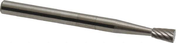 SGS Pro - 1/8" Cut Diam, 1/8" Shank Diam, Inverted Cone Head Single Cut Burr - Carbide, Flat End, 3/16" LOC, 1-1/2" OAL - Exact Tool & Supply