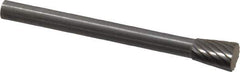 SGS Pro - 3/16" Cut Diam, 1/8" Shank Diam, Inverted Cone Head Single Cut Burr - Carbide, Flat End, 1/4" LOC - Exact Tool & Supply